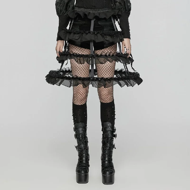 Classic Items Women's Gothic Ruffled Mesh Lace-up Bustle