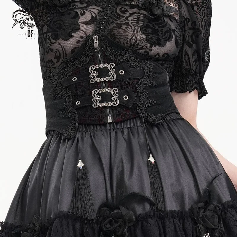 Cozy Footwear Women's Gothic Tassels Buckle-up Underbust Corset