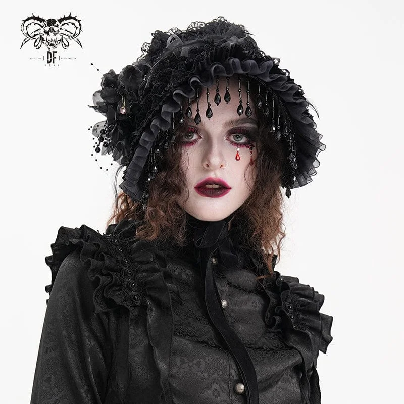 Warm Chic Women's Gothic Tassels Flower Mesh Hair Accessories