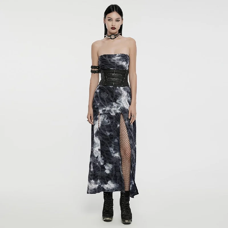 Easygoing Outfits Women's Gothic Tie-dyed Ripped Split Party Dress