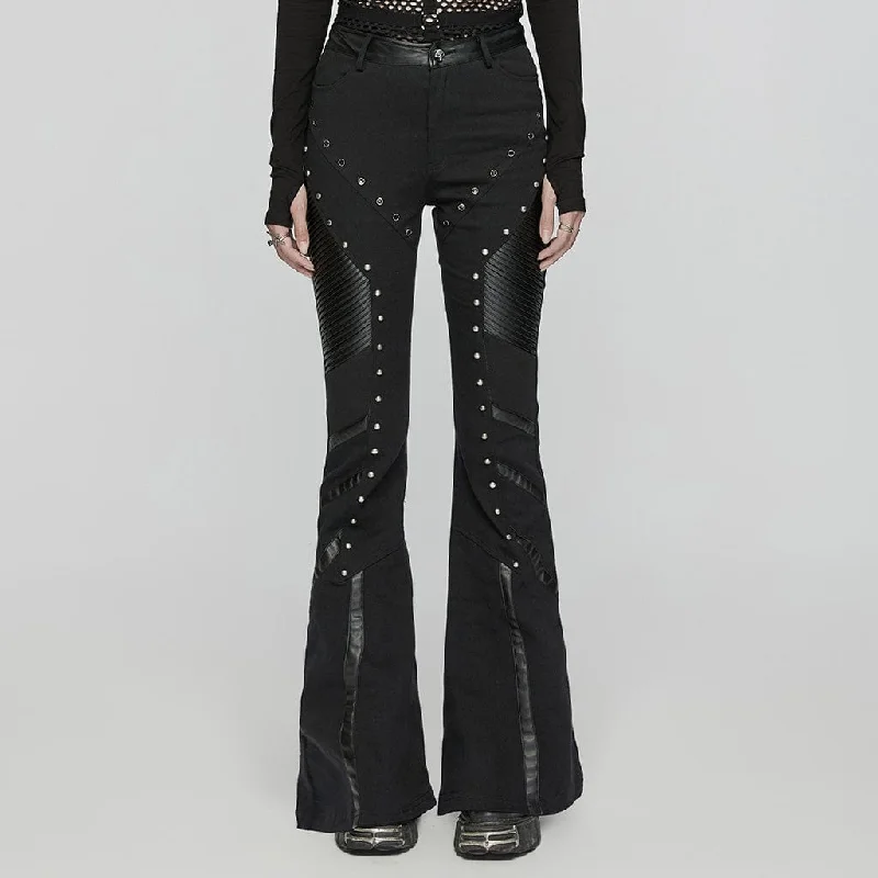 Loose Fit Women's Punk Eyelet Studded Flared Pants