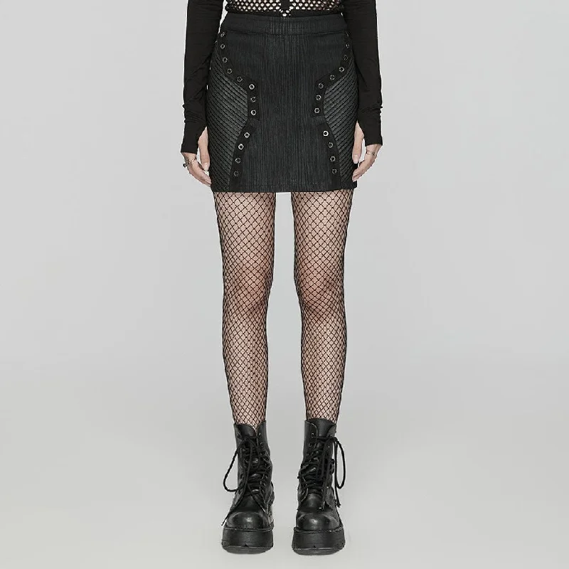 Sweet Girl Women's Punk Pleated Eyelet Skirt