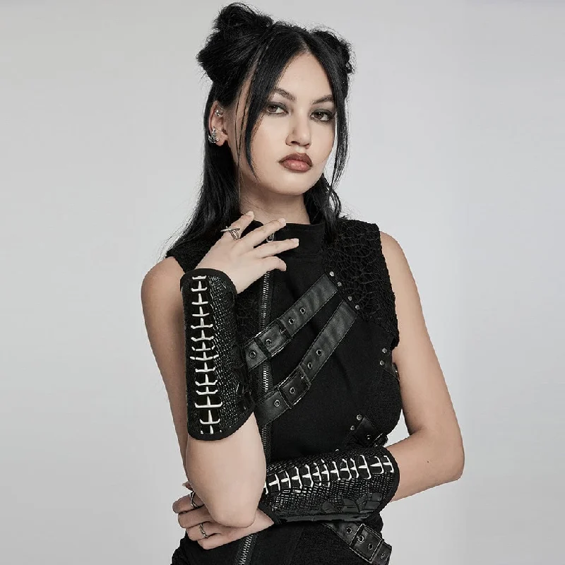 Elegant Style Women's Punk Skeleton Patent Leather Gloves