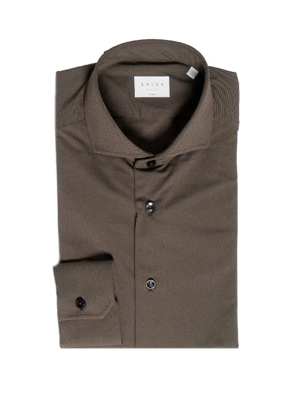 All-Day Wear Camicia in Tessuto Armaturato Tortora