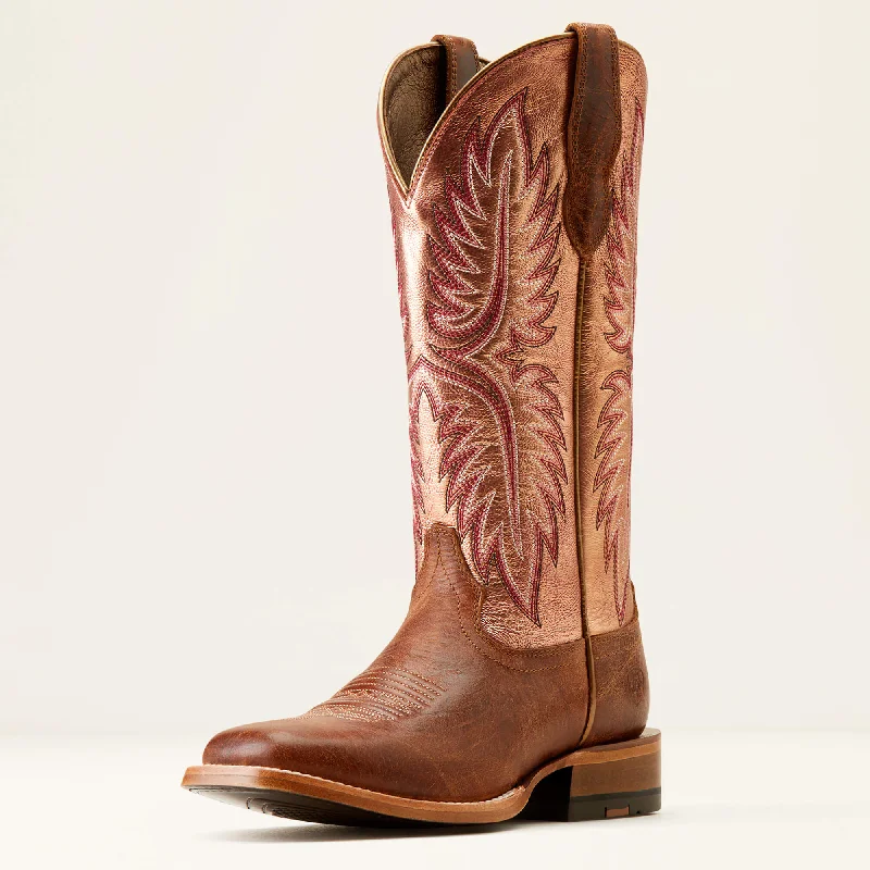 Simple And Comfortable Ariat Women's Frontier Calamity Jane Western Boot in Bite the Dust Brown/ Desert Sunrise