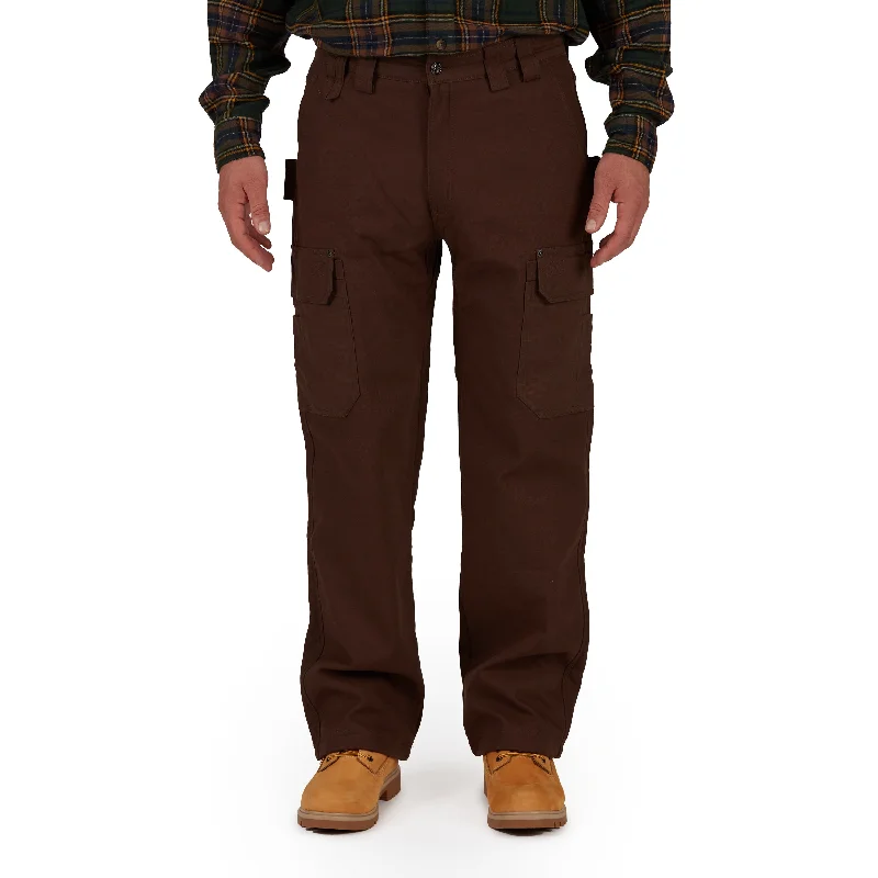Slightly Flared Design BONDED-FLEECE LINED WORK-STRETCH DUCK CANVAS GUSSET UTILITY CARGO PANT