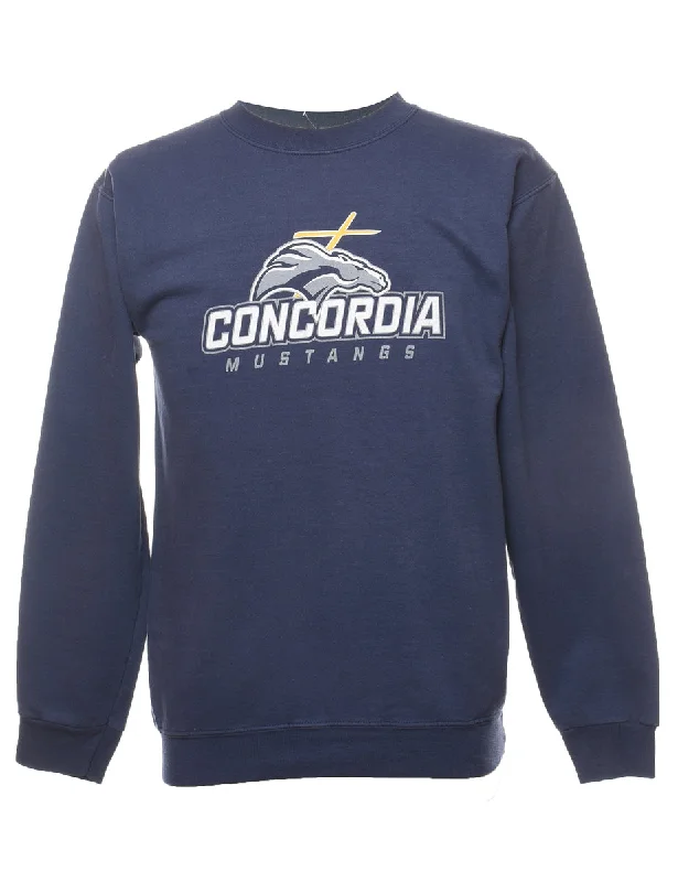 Low-key Luxury Concordia Mustangs Navy Printed Sweatshirt - S
