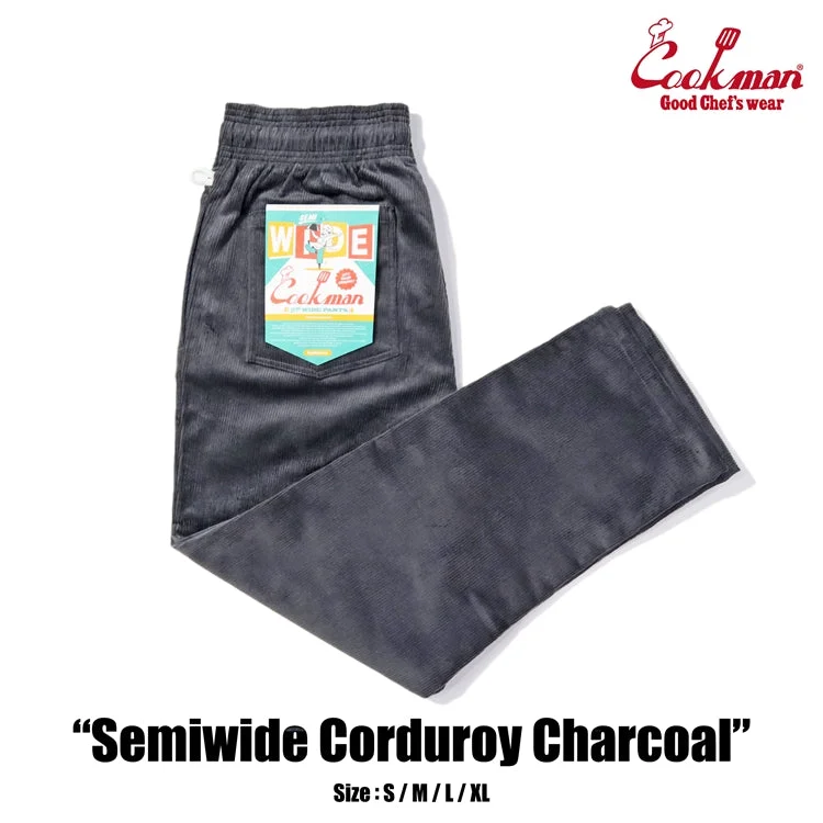 Wearable At Home Or Out Cookman Chef Pants Semiwide - Corduroy : Charcoal