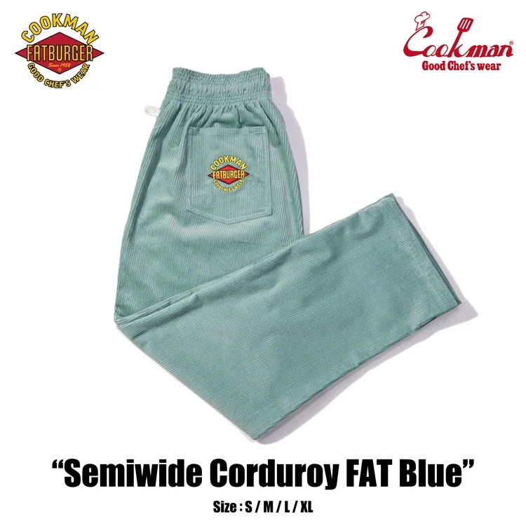 Cool Breeze At Night Cookman Chef Pants Semiwide- Corduroy :  FAT Blue