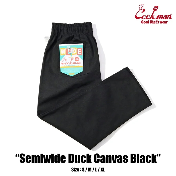 Mid-length Style Cookman Chef Pants Semiwide - Duck Canvas : Black