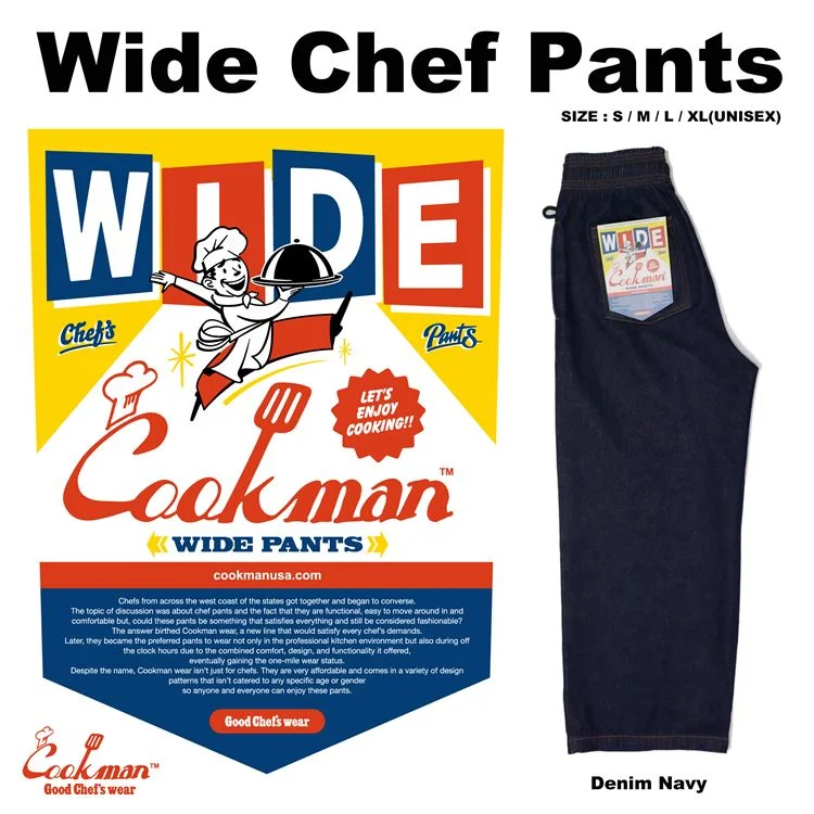 Trendy Traveler Cookman Wide Chef Pants - Denim : Navy