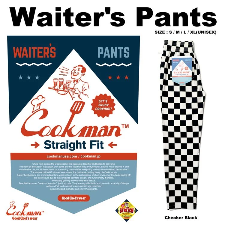 Versatile Items Cookman Waiter's Pants (stretch) - Checker : Black