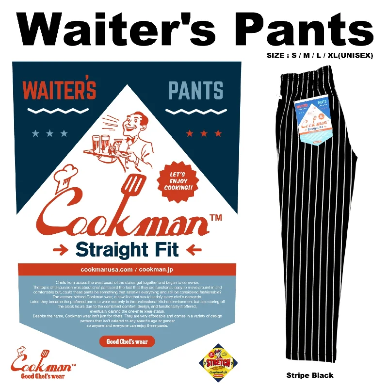 Slim Fit Cookman Waiter's Pants (stretch) - Stripe : Black