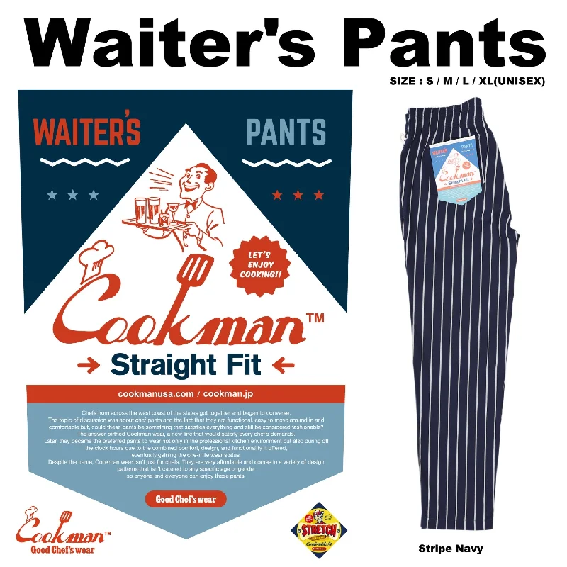 Luxury Temperament Cookman Waiter's Pants (stretch) - Stripe : Navy