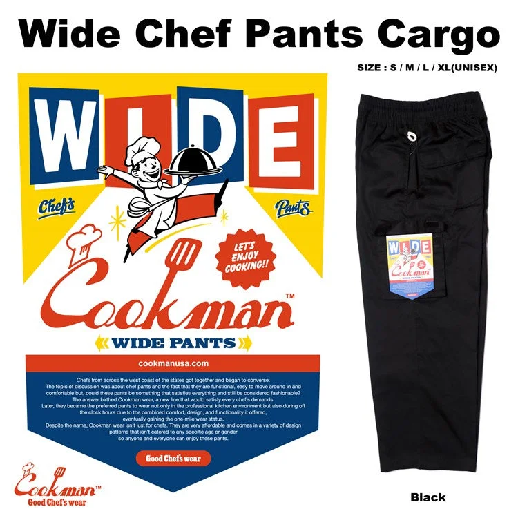 Casual Style Cookman Wide Chef Pants Cargo - Black