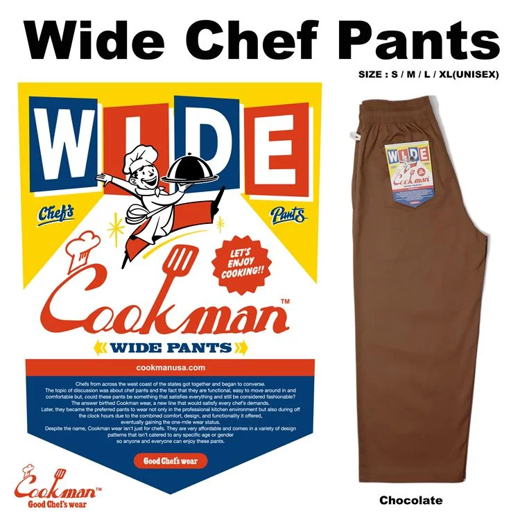Knowledge And Elegance Cookman Wide Chef Pants - Chocolate
