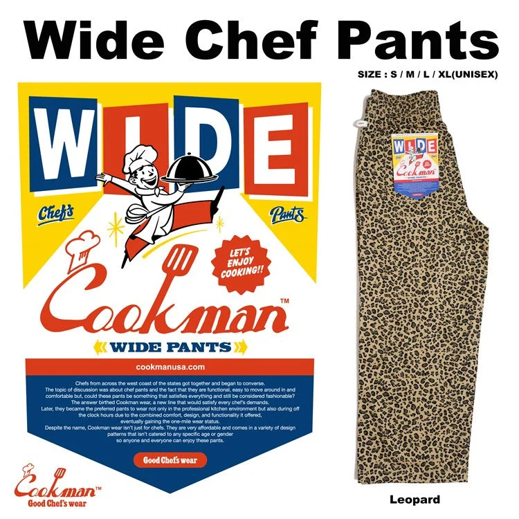 French Retro Cookman Wide Chef Pants - Leopard
