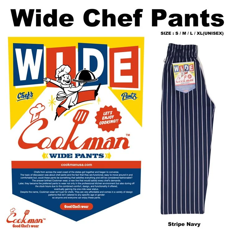 Denim Design Cookman Wide Chef Pants - Stripe : Navy
