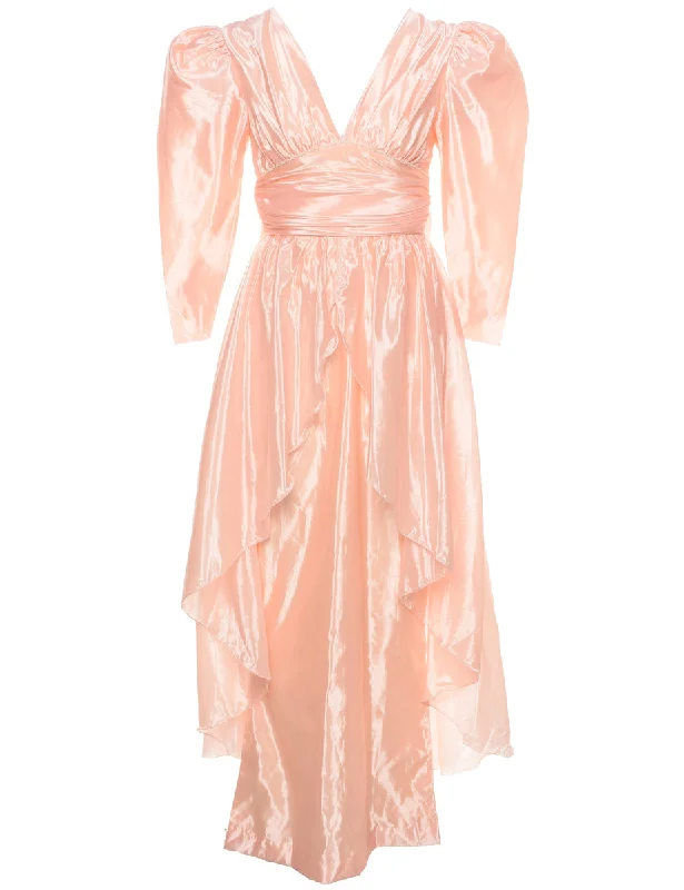 Casual And Casual Coral Evening Dress - XS