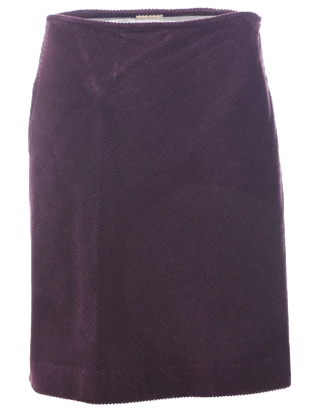 Simple Solid Color Corduroy A-line Skirt - M