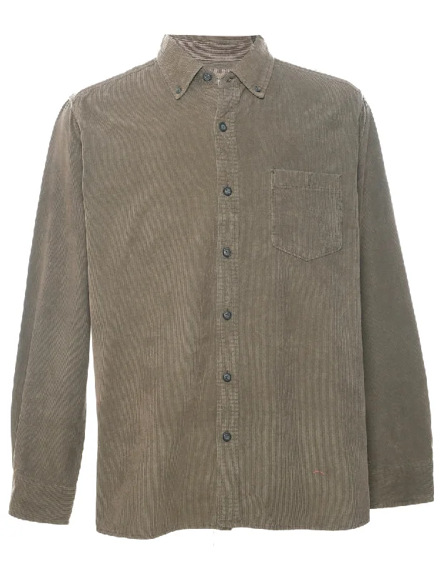 Elegant Design Corduroy Beige Shirt - L