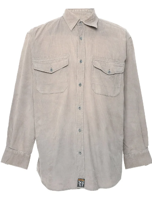 Exquisite Craftsmanship Corduroy Beige Shirt - M