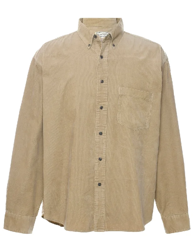 Multifunctional Style Corduroy Beige Shirt - XL