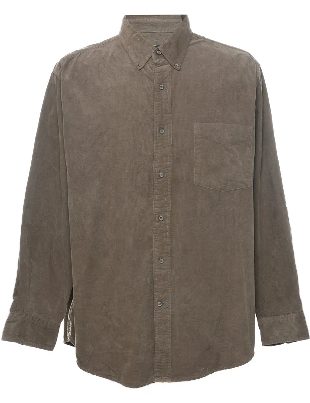 Personalized Design Corduroy Beige Shirt - XL