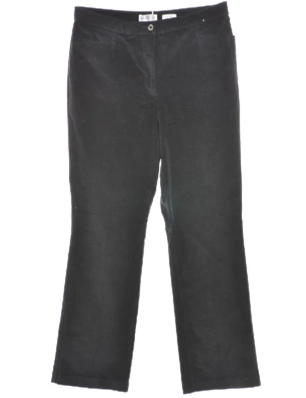 Elegant Wear Corduroy Black Fabric Trousers - W31 L29