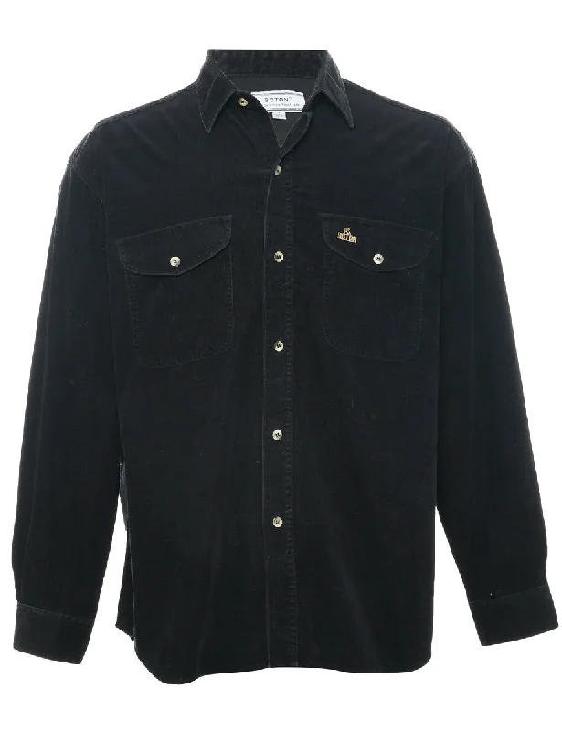 Fashion Innovation Corduroy Black Shirt - L