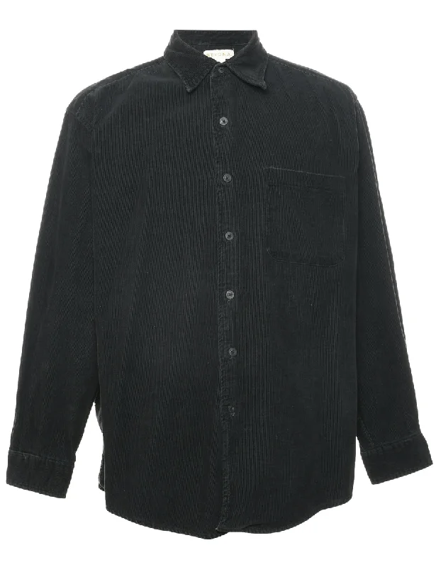 Refreshing Design Corduroy Black Shirt - M