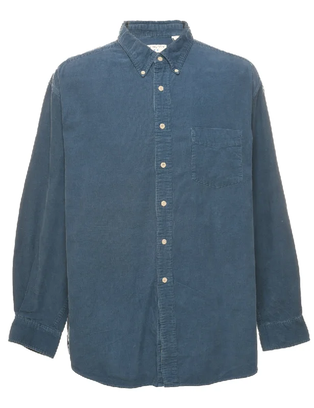 Fashionable Prints Corduroy Blue Shirt - XL