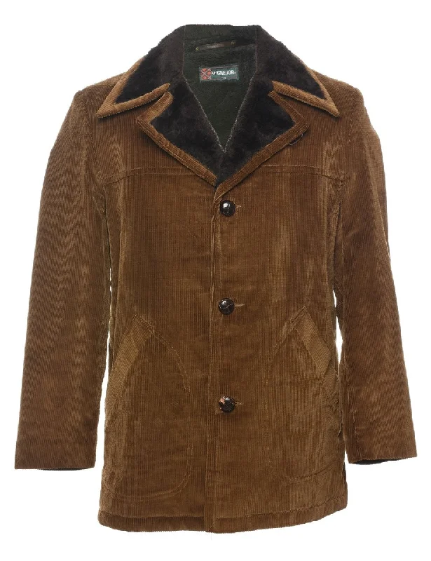 Celebrity Picks Corduroy Brown Coat - L
