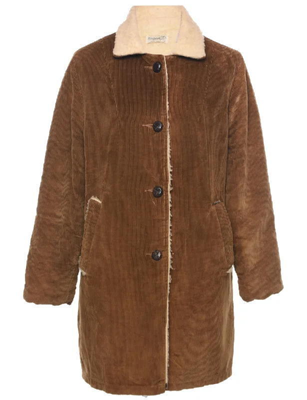 Breathable Design Corduroy Brown Jacket - L