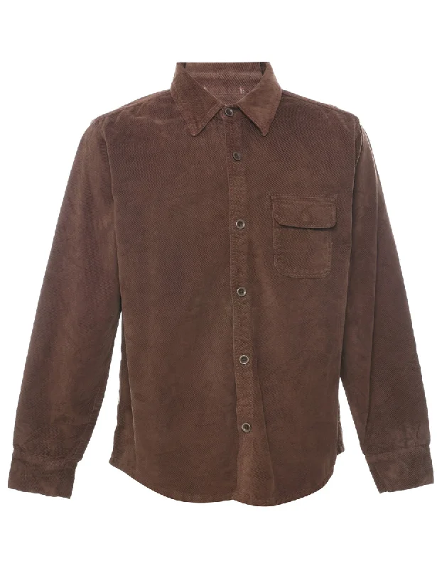 Fresh And Fashionable Corduroy Brown Shirt - M