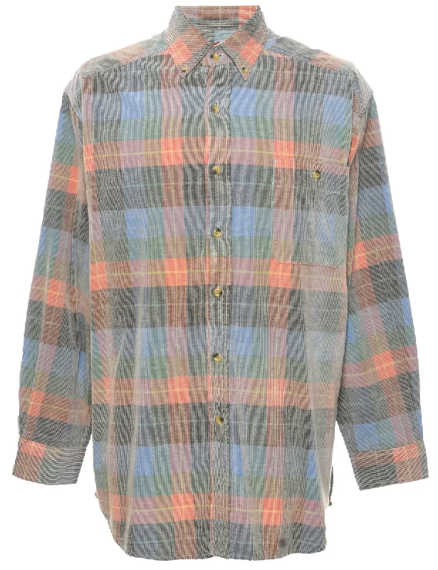 Exquisite Design Corduroy Checked Shirt - L
