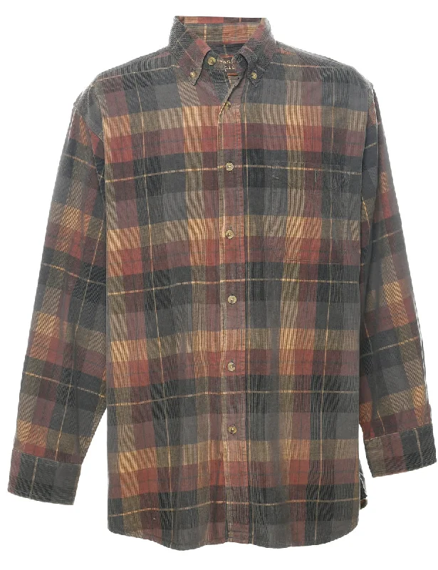 High-end Fashion Corduroy Checked Shirt - L