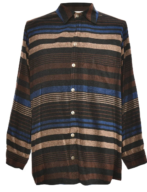 Fashionable And Fashionable Corduroy Dark Brown Shirt - L