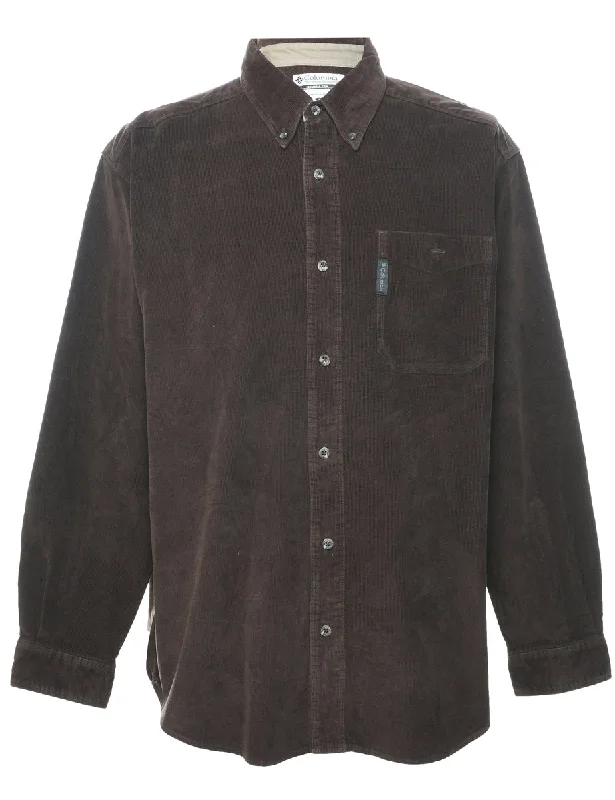 Integrated Design Corduroy Dark Brown Shirt - L
