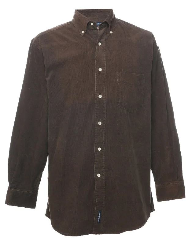 Fashionable In The Times Corduroy Dark Brown Shirt - M