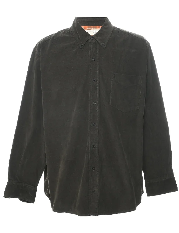 Retro Prints Corduroy Dark Green Shirt - L