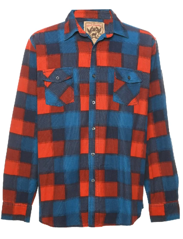 Classic Style Corduroy Fabric Checked Shirt - XL