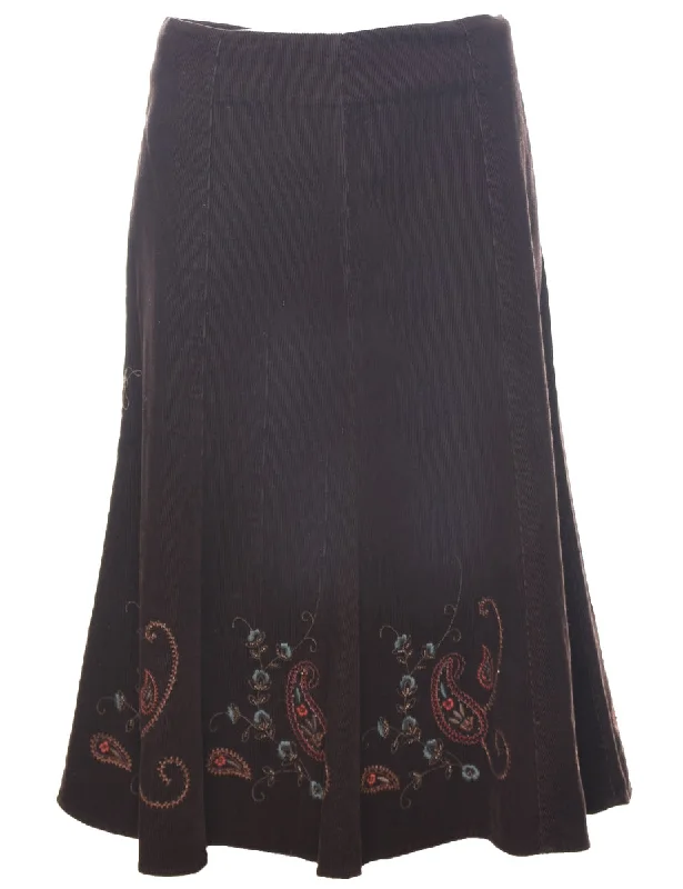 Bright Colors Corduroy Flared Skirt - L