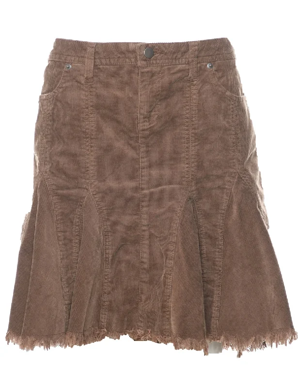 Retro Design Corduroy Flared Skirt - L