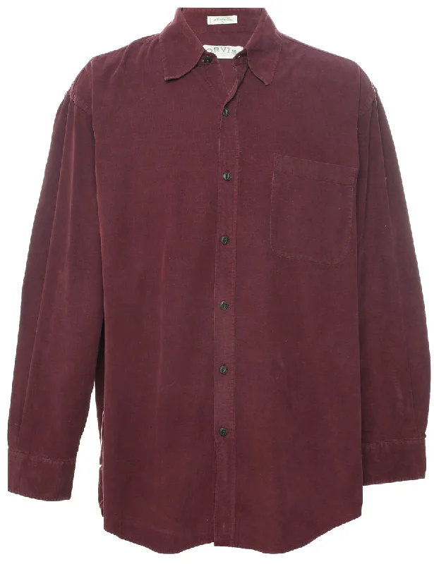 Fresh And Elegant Corduroy Maroon Shirt - XL