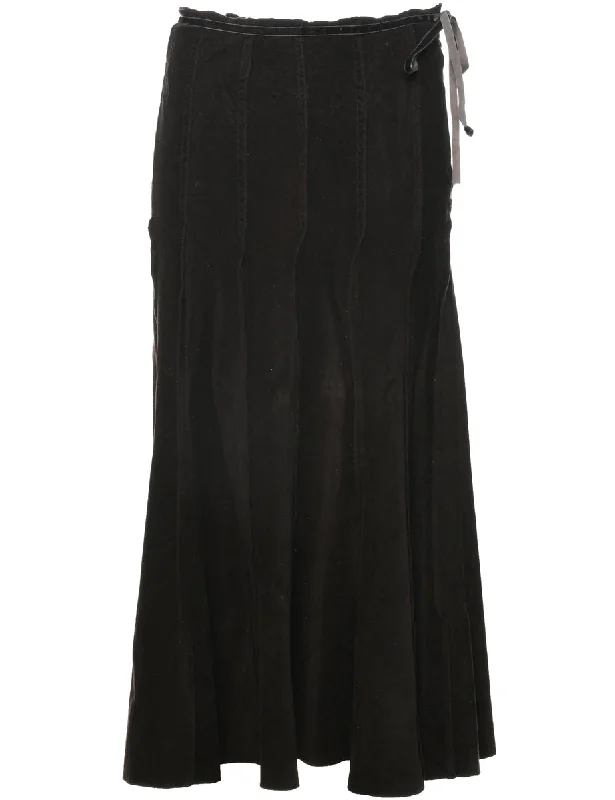 Youthful Style Corduroy Maxi Skirt - L