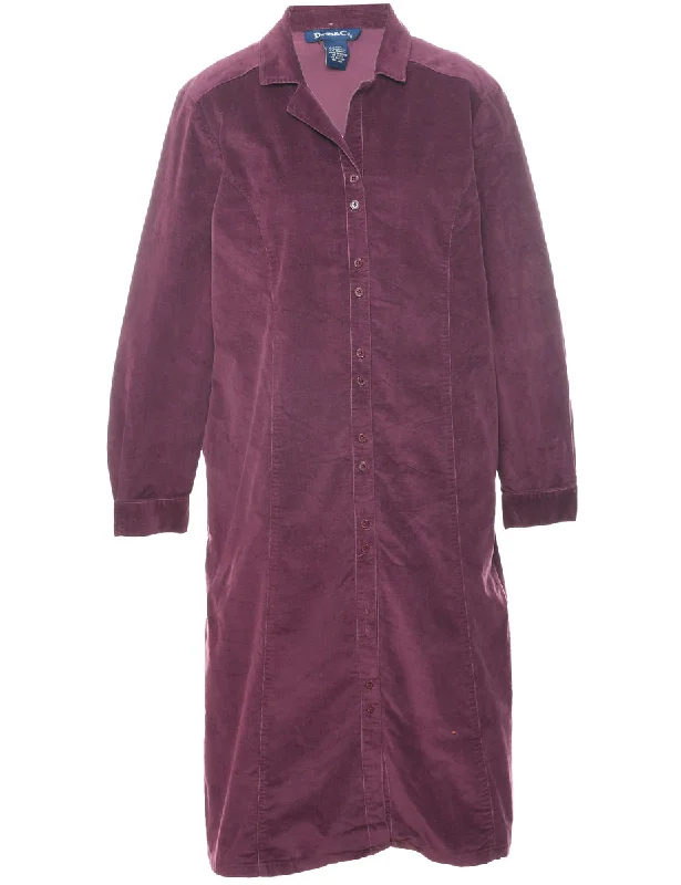 High-end Wear Corduroy Plum Dress - L
