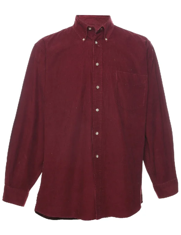 Classic Design Corduroy Red Shirt - M