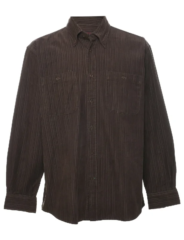 Exquisite Tailoring Corduroy Striped Pattern Shirt - M