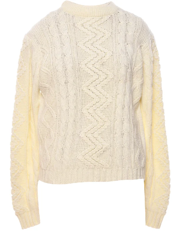 Free Design Cream Cable Knit Jumper - M